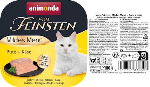 Nassfutter Katze mit Pute & Käse, mildes Menü animonda VOM FEINSTEN