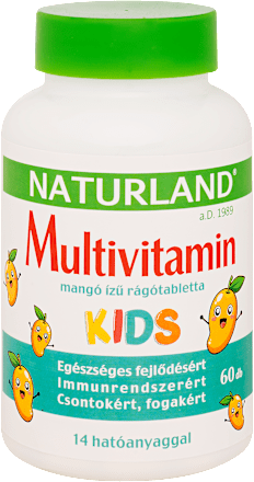 Multivitamin KIDS rágótabletta mangó ízesítéssel NATURLAND