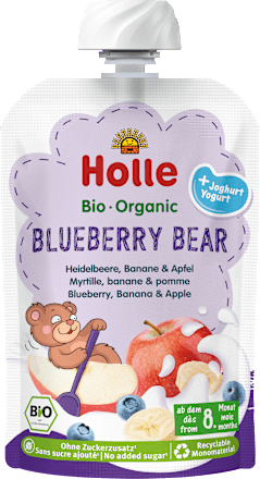 Quetschie Blueberry Bear Heidelbeere, Banane & Apfel mit Joghurt, ab dem 8.Monat Holle
