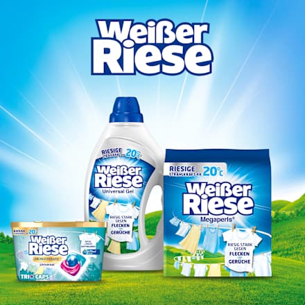 Vollwaschmittel Megaperls stark gegen Flecken Weißer Riese
