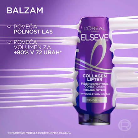 Balzam za tanke lase brez volumna Collagen Lifter L'ORÉAL PARiS ELSEVE