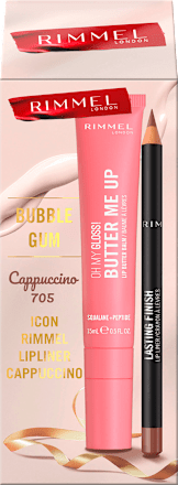 Darilni set ličil za ustnice Butter Me Up Bubble Gum RIMMEL LONDON