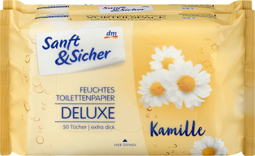 Feuchtes Toilettenpapier Deluxe Kamille (2x50 Stück) Sanft&Sicher