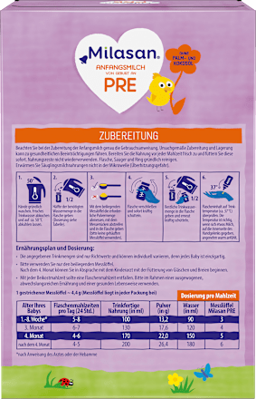 Anfangsmilch PRE von Geburt an Milasan