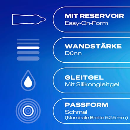 Kondome Gefühlsecht Slim fit, Breite 52,5 mm Durex