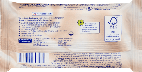 Feuchtes Toilettenpapier Deluxe Cashmere, Reisegröße Sanft&Sicher
