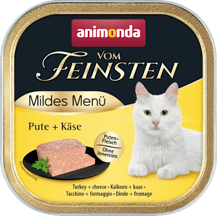 Nassfutter Katze mit Pute & Käse, mildes Menü animonda VOM FEINSTEN