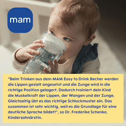 Trinkbecher Easy to Drink grün/beige, ab 8. Monat, 290 ml mam