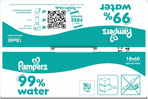 Feuchttücher 99% water (18 x 60) Pampers baby-dry