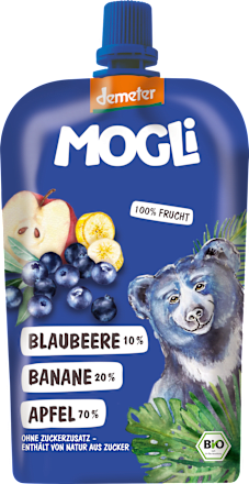 Quetschie Bio Blaubeere, Banane, Himbeere und Apfel ab 3 Jahren MOGLi