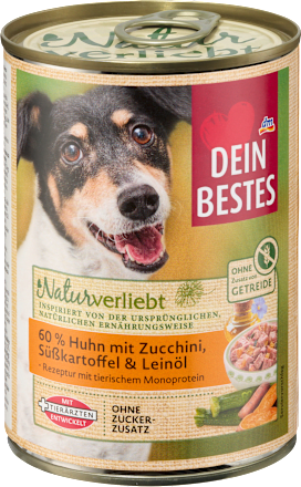 Nassfutter Hund mit Huhn & Zucchini, Naturverliebt Dein Bestes