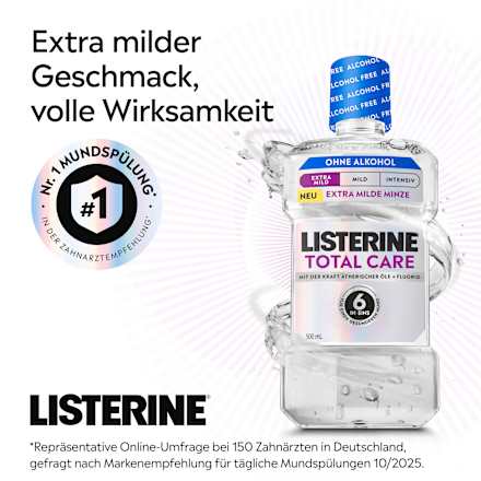 Mundspülung Total Care Extra Milde Minze alkoholfrei Listerine