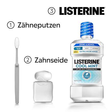 Mundspülung Cool Mint Extra Milde Minze alkoholfrei Listerine