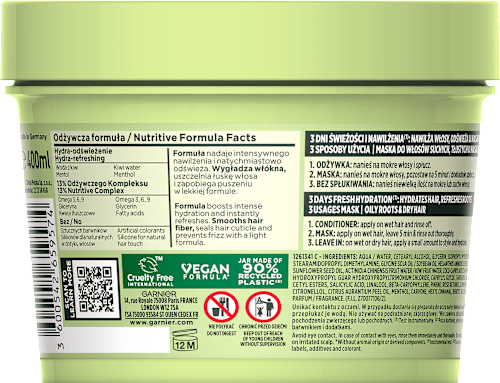 Maska do włosów suchych, tłustych u nasady Kiwi Hair Food GARNIER FRUCTIS