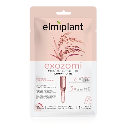 Mască șervețel iluminatoare cu ser concentrat și exozomi Elmiplant