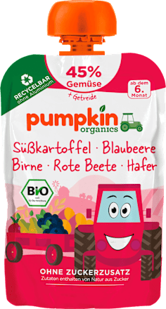 Piure fructe, cartof dulce și ovăz ECO 6+ luni  pumpkin organics