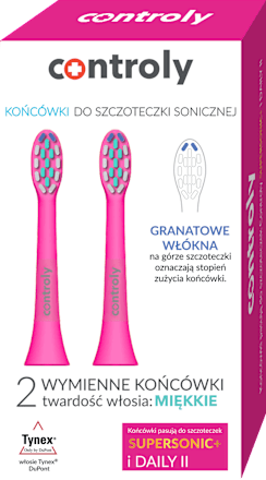Końcówki do szczoteczki sonicznej Supersonic Plus, miękkie, różowe controly