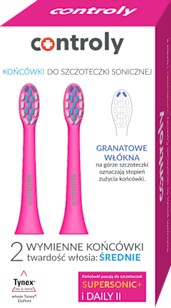 Końcówki do szczoteczki sonicznej Supersonic Plus, średnie, różowe controly