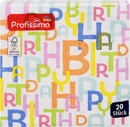 Papierové servítky Happy Birthday 25 x 25 cm Profissimo