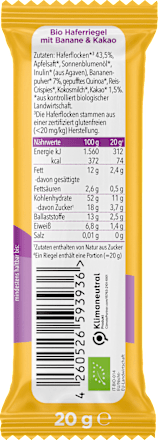 Baton de ovăz cu banane și cacao ECO 12+  pumpkin organics