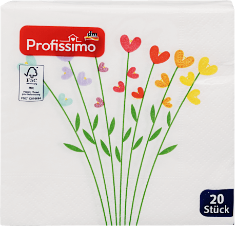Servietten Heart Flora 25 x 25 cm Profissimo