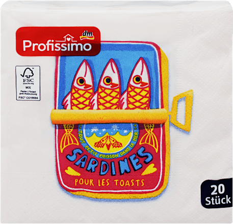Servietten Sardines 25 x 25 cm Profissimo