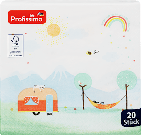 Servietten mit Camping-Motiv, 33 × 33 cm Profissimo