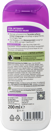 Sampon Repair & Care, igénybevett és töredezett hajra hajra alverde NATURKOSMETIK
