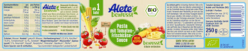 Menü Pasta mit Tomaten-Frischkäse-Sauce ab 1 Jahr Alete