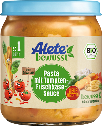 Menü Pasta mit Tomaten-Frischkäse-Sauce ab 1 Jahr Alete