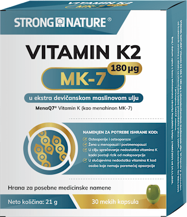 VITAMIN K2 MK-7 180µg meke kapsule STRONG NATURE