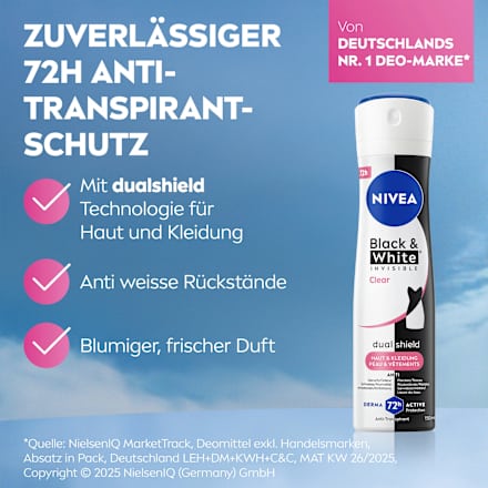Antitranspirant Deospray Black & White Invisible Clear NIVEA