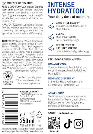Shampoo Intense Hydration  Santé naturally.