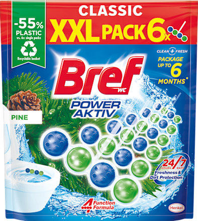Тоалетно блокче Power Aktiv Pine, 6x50 g Bref