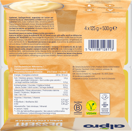 Pflanzliches Dessert Vanille alpro
