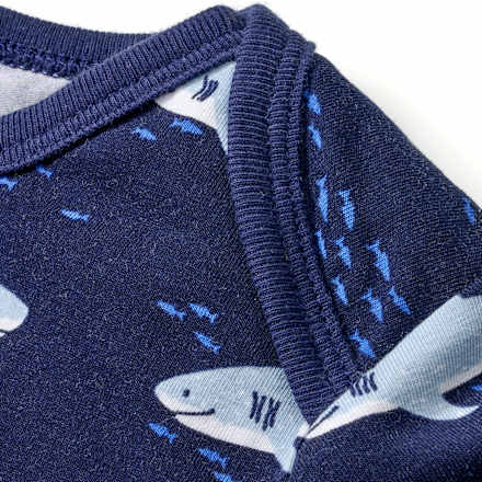 Body Kurzarm Pro Climate mit Haifisch-Muster, blau, Gr. 74/80 ALANA