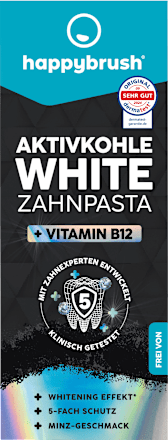 Zahnpasta Aktivkohle White happybrush