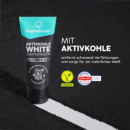 Zahnpasta Aktivkohle White happybrush