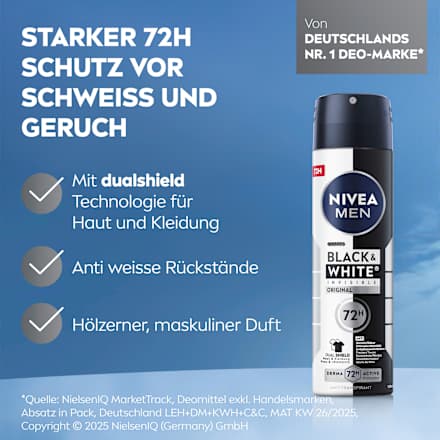 Antitranspirant Deospray Black & White Invisible Original NIVEA MEN