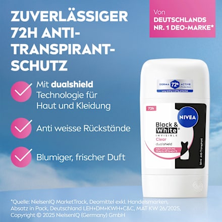 Antitranspirant Deostick Black & White Invisible Clear NIVEA