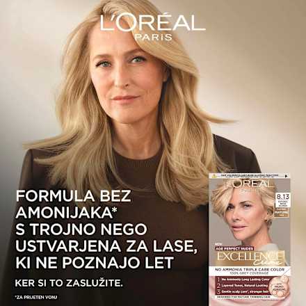 Barva za lase Age Perfect Nudes – 8.13 Natural Beige Blonde L'ORÉAL PARiS EXCELLENCE Creme