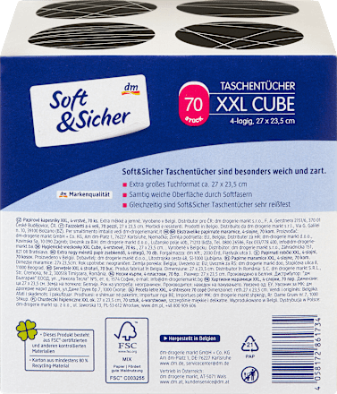 Taschentücher Box XXL Cube 4-lagig sortiert Soft&Sicher