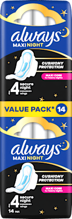 Egészségügyi betét Maxi Night Secure Night, 4-es méret always