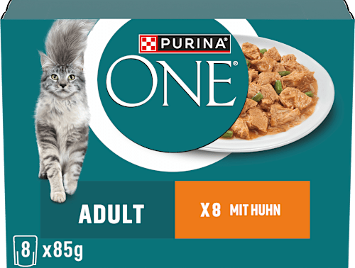 Nassfutter Katze Huhn mit grünen Bohnen, Multipack (8x85 g) PURINA ONE