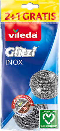 Glitzi INOX žica za čišćenje posuđa, 2+1 gratis vileda