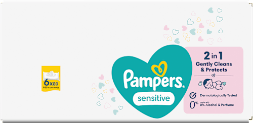 Vlažne maramice sensitive, 6 x 80 kom. Pampers