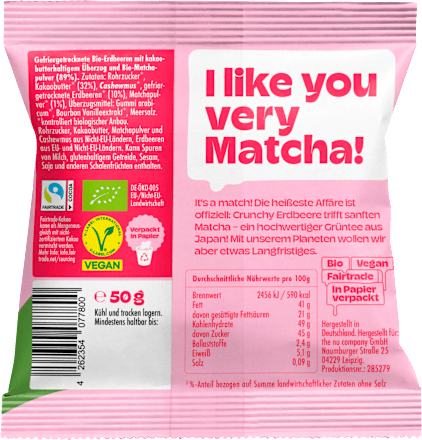 Trockenfrüchte Crunchy Matcha Erdbeeren nucao