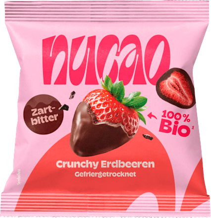 Trockenfrüchte, Crunchy Strawberries, Erdbeeren mit Schokolade nucao
