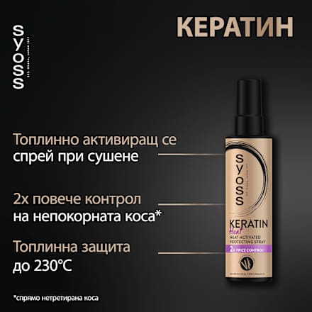 Спрей за топлинна защита на косата Keratin syoss