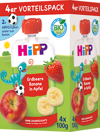 Quetschie Hippis Erdbeere-Banane in Apfel  ab 1 Jahr (4x100 g) HiPP